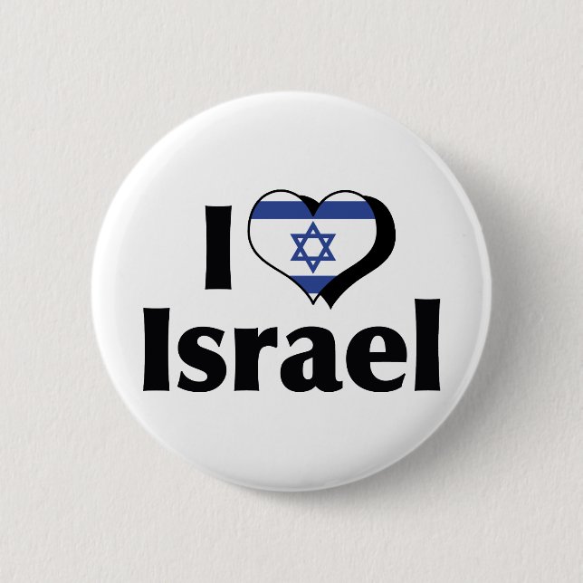 Badge Rond 5 Cm J'aime le drapeau d'Israël (Devant)