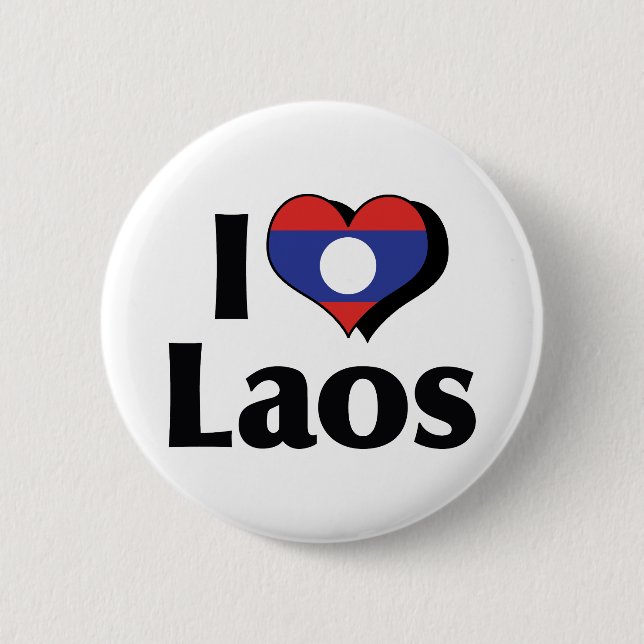 Badge Rond 5 Cm J'aime le drapeau du Laos (Devant)