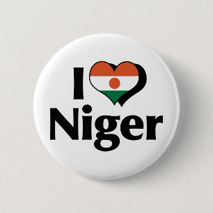 Badge Rond 5 Cm J'aime le drapeau du Niger