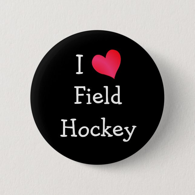 Badge Rond 5 Cm J'Aime Le Hockey De Champ (Devant)