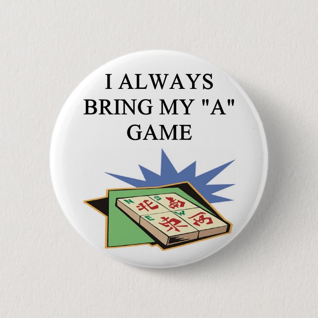Badge Rond 5 Cm j'aime le joueur de mahjong (Devant)