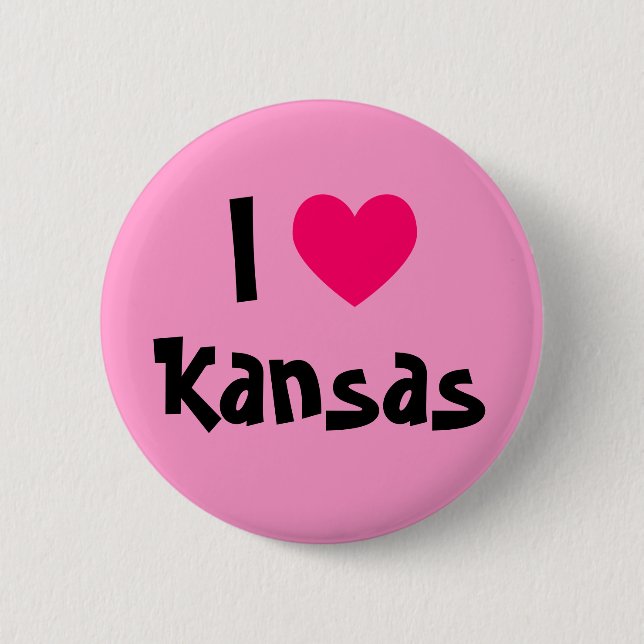 Badge Rond 5 Cm J'aime le Kansas (Devant)