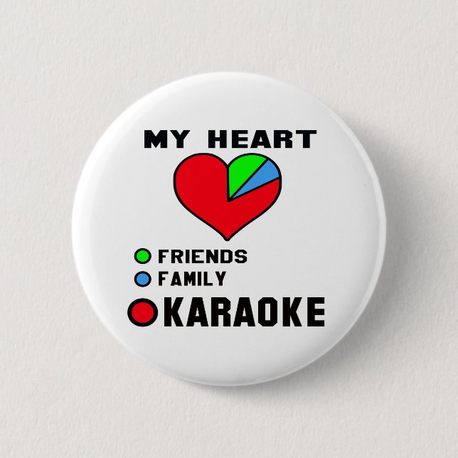 Badge Rond 5 Cm J'aime le karaoke (Devant)