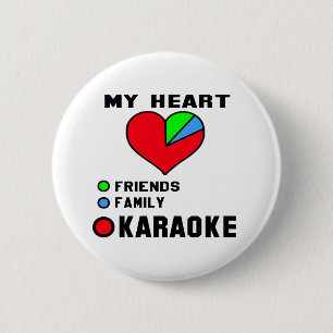 Badge Rond 5 Cm J'aime le karaoke