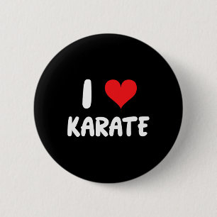 Badge Rond 5 Cm J'aime le karaté - Cœur - Arts martiaux