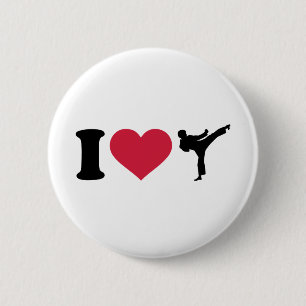 Badge Rond 5 Cm J'aime le karaté Kickboxing