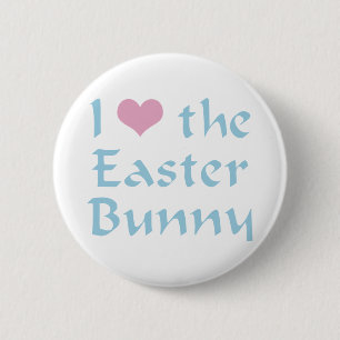 Badge Rond 5 Cm J'aime le lapin de Pâques