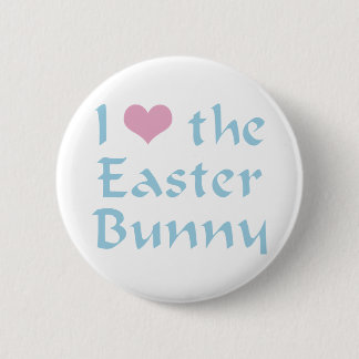 Badge Rond 5 Cm J'aime le lapin de Pâques