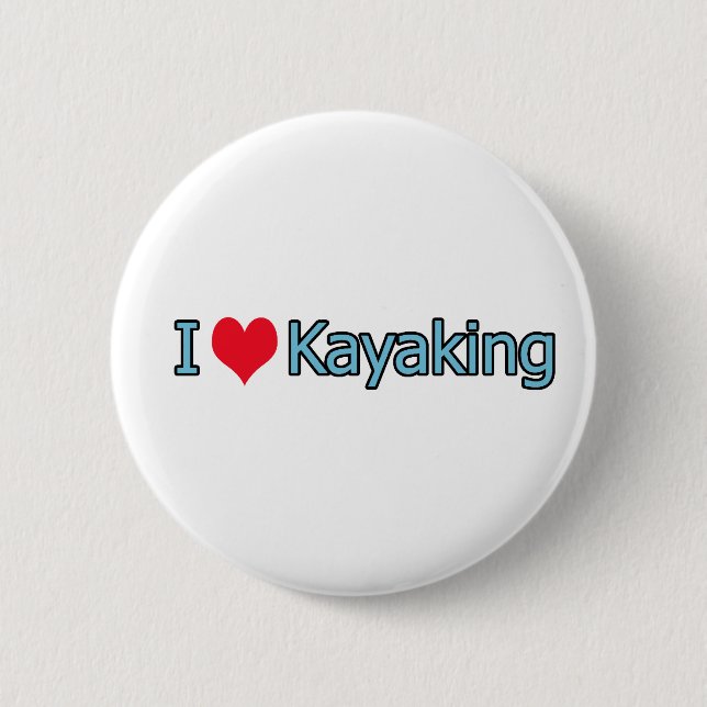 Badge Rond 5 Cm J'aime le logo Kayaking (Devant)