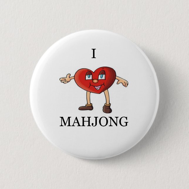 Badge Rond 5 Cm j'aime le mahjong (Devant)