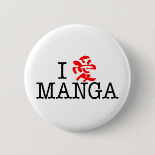 Badge Rond 5 Cm J'aime le manga