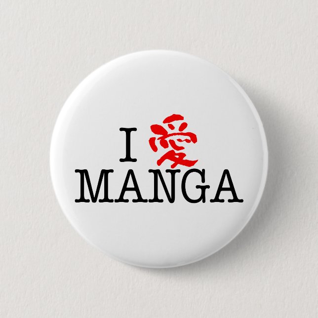 Badge Rond 5 Cm J'aime le manga (Devant)