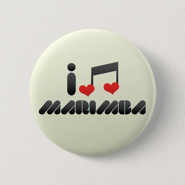 Badge Rond 5 Cm J'aime le Marimba (Devant)