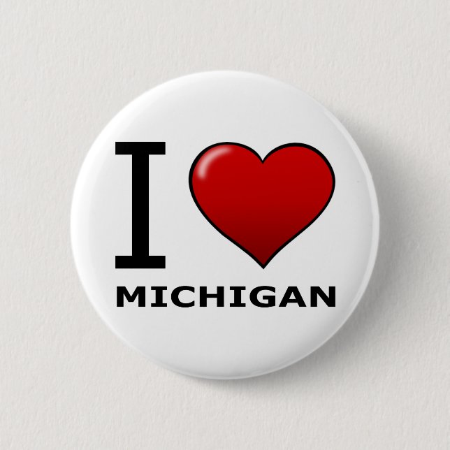 BADGE ROND 5 CM J'AIME LE MICHIGAN (Devant)