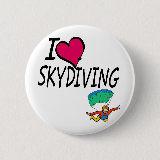 Badge Rond 5 Cm J'aime le parachutisme (Devant)