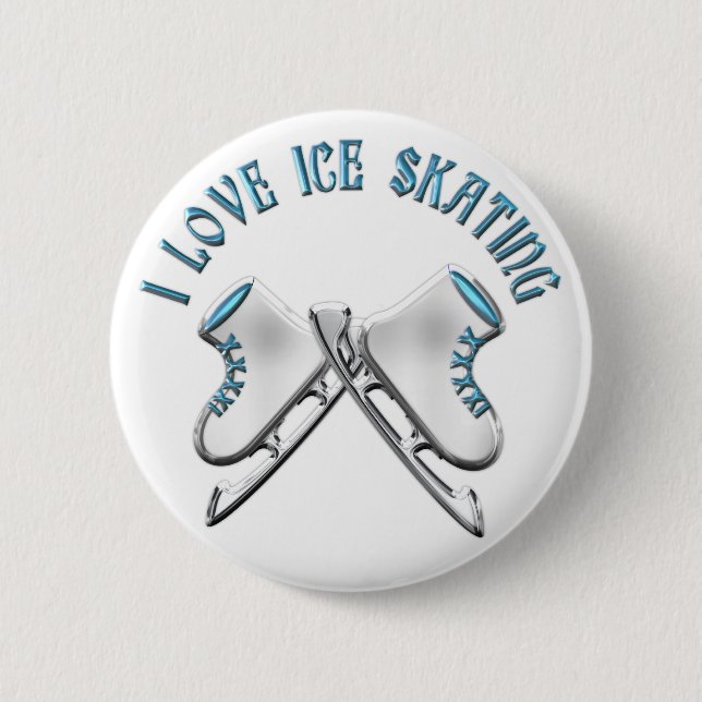 Badge Rond 5 Cm J'aime le patinage de glace (Devant)