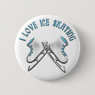 Badge Rond 5 Cm J'aime le patinage de glace