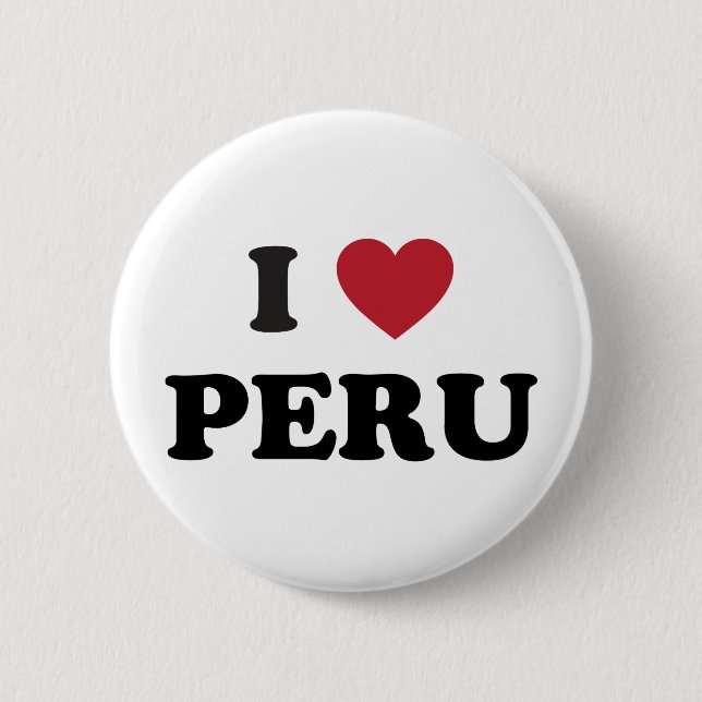Badge Rond 5 Cm J'aime le Pérou (Devant)