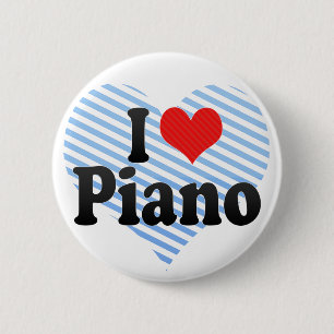Badge Rond 5 Cm J'aime le piano