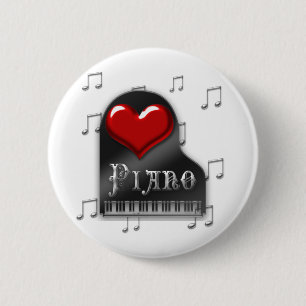 Badge Rond 5 Cm J'aime le piano