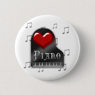 Badge Rond 5 Cm J'aime le piano