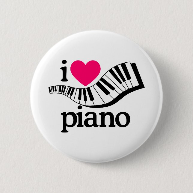 Badge Rond 5 Cm J'aime le piano/clavier (Devant)