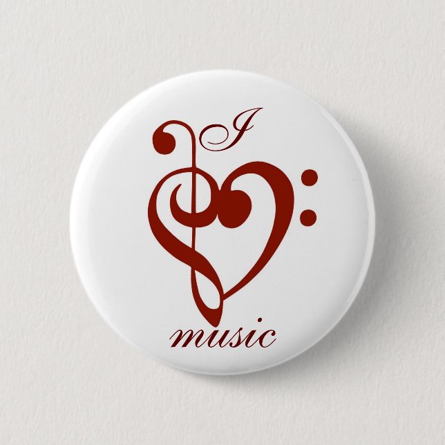 Badge Rond 5 Cm J'aime le Pin de musique (Devant)