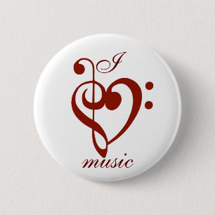 Badge Rond 5 Cm J'aime le Pin de musique