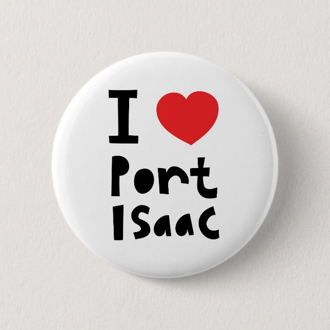 Badge Rond 5 Cm J'aime le port Isaac (Devant)