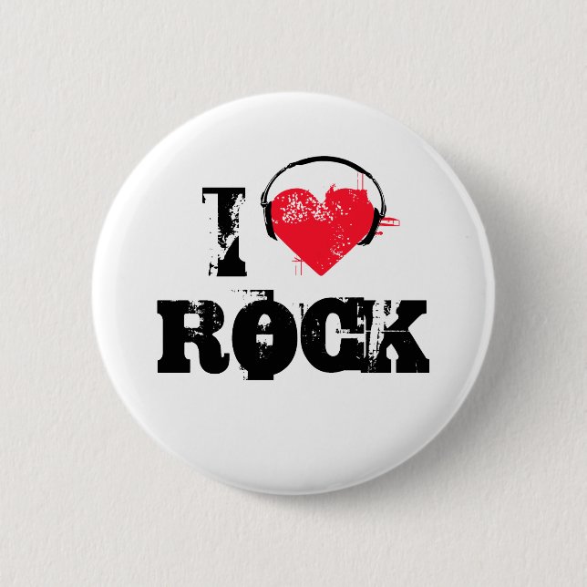 Badge Rond 5 Cm J'aime le rock (Devant)