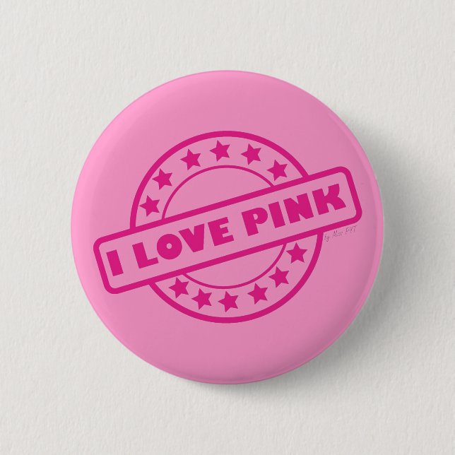 Badge Rond 5 Cm J'aime le rose (Devant)