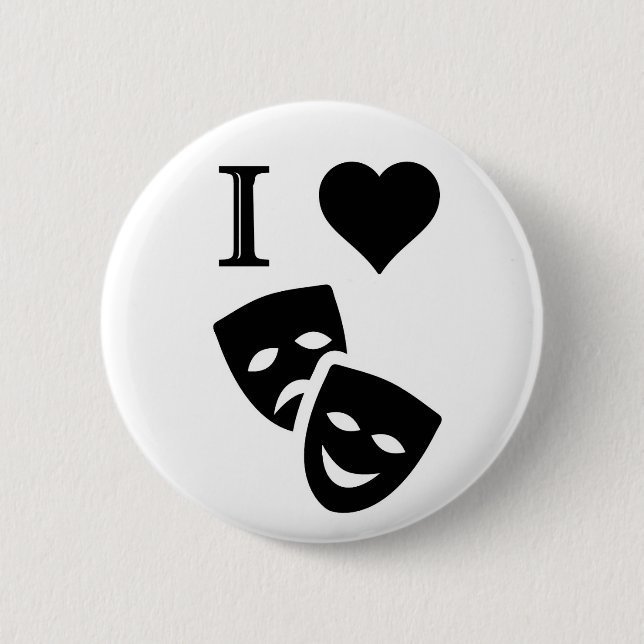 Badge Rond 5 Cm J'aime le théâtre (Devant)