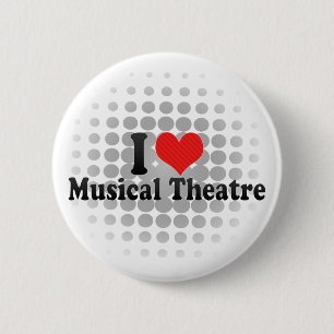 Badge Rond 5 Cm J'aime le théâtre musical