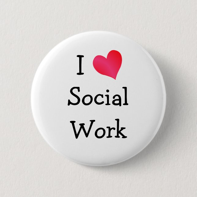 Badge Rond 5 Cm J'aime le travail social (Devant)