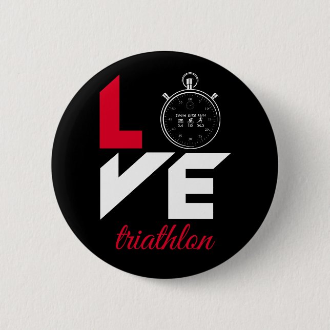 Badge Rond 5 Cm J'aime le triathlon (Devant)
