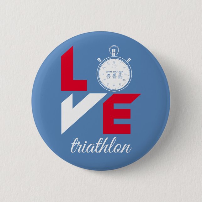 Badge Rond 5 Cm J'aime le triathlon (Devant)