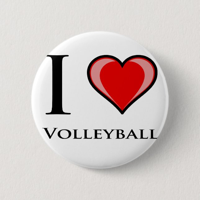 Badge Rond 5 Cm J'aime le volleyball (Devant)