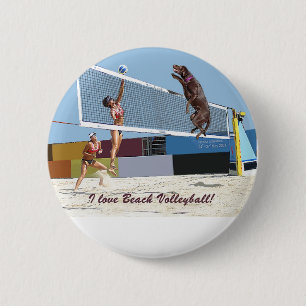Badge Rond 5 Cm J'aime le volleyball de plage