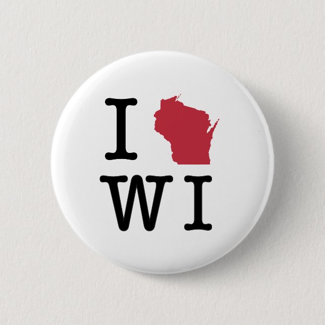 Badge Rond 5 Cm J'aime le Wisconsin (Devant)