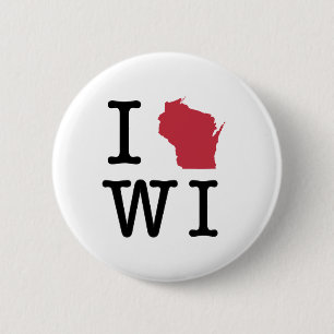 Badge Rond 5 Cm J'aime le Wisconsin