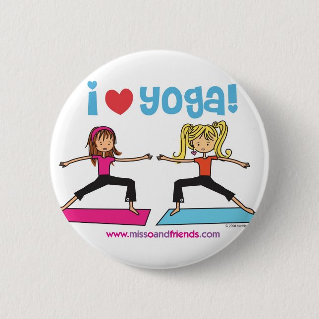 Badge Rond 5 Cm j'aime le yoga (Devant)