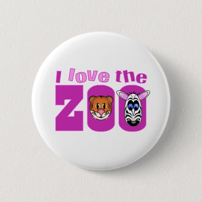 Badge Rond 5 Cm J'aime le zoo (Devant)