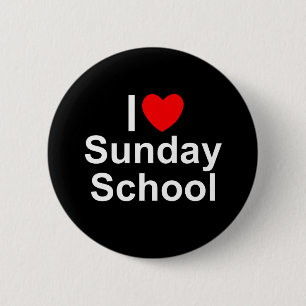 Badge Rond 5 Cm J'aime l'école du dimanche (de coeur)