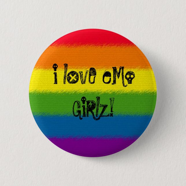 Badge Rond 5 Cm j'aime l'eMo GiRlz ! (Devant)