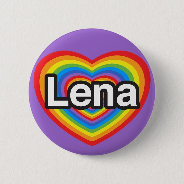 Badge Rond 5 Cm J'aime Lena. Je t'aime Lena. Cœur (Devant)
