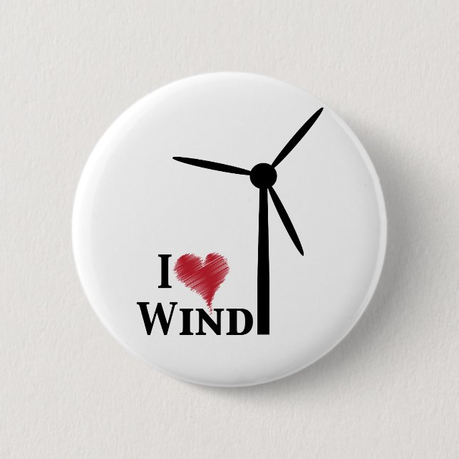 Badge Rond 5 Cm j'aime l'énergie éolienne (Devant)