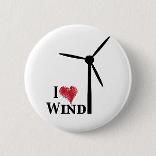 Badge Rond 5 Cm j'aime l'énergie éolienne