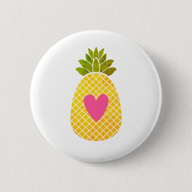 Badge Rond 5 Cm J'aime les ananas (Devant)