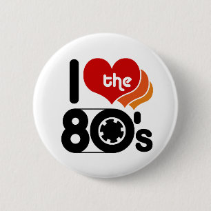 Badge Rond 5 Cm J'aime les années 80