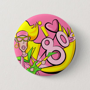 Badge Rond 5 Cm J'aime les années 80